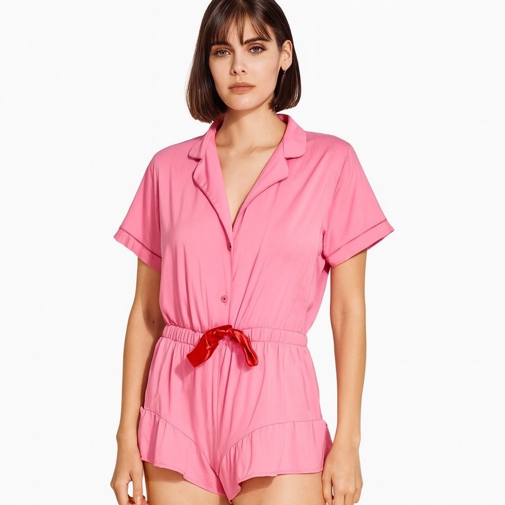 Victoria Secret‎ Satin Ruffle Romper Size Large